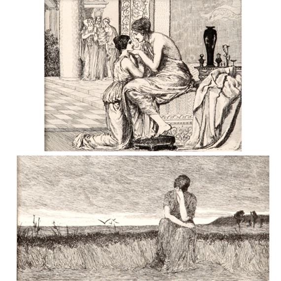 Psyche ausruhend, Venus und Psyche (1880), Psyche im Haus der Venus, Zephyrus und Psyche - Max Klinger