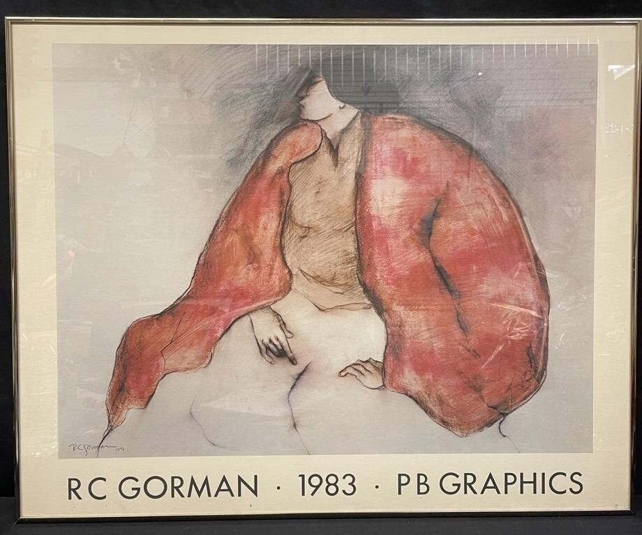 R.C. Gorman | Vintage framed R.C. Gorman exhibition poster | MutualArt