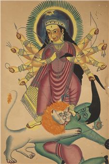 A KALIGHAT PAINTING OF DURGA