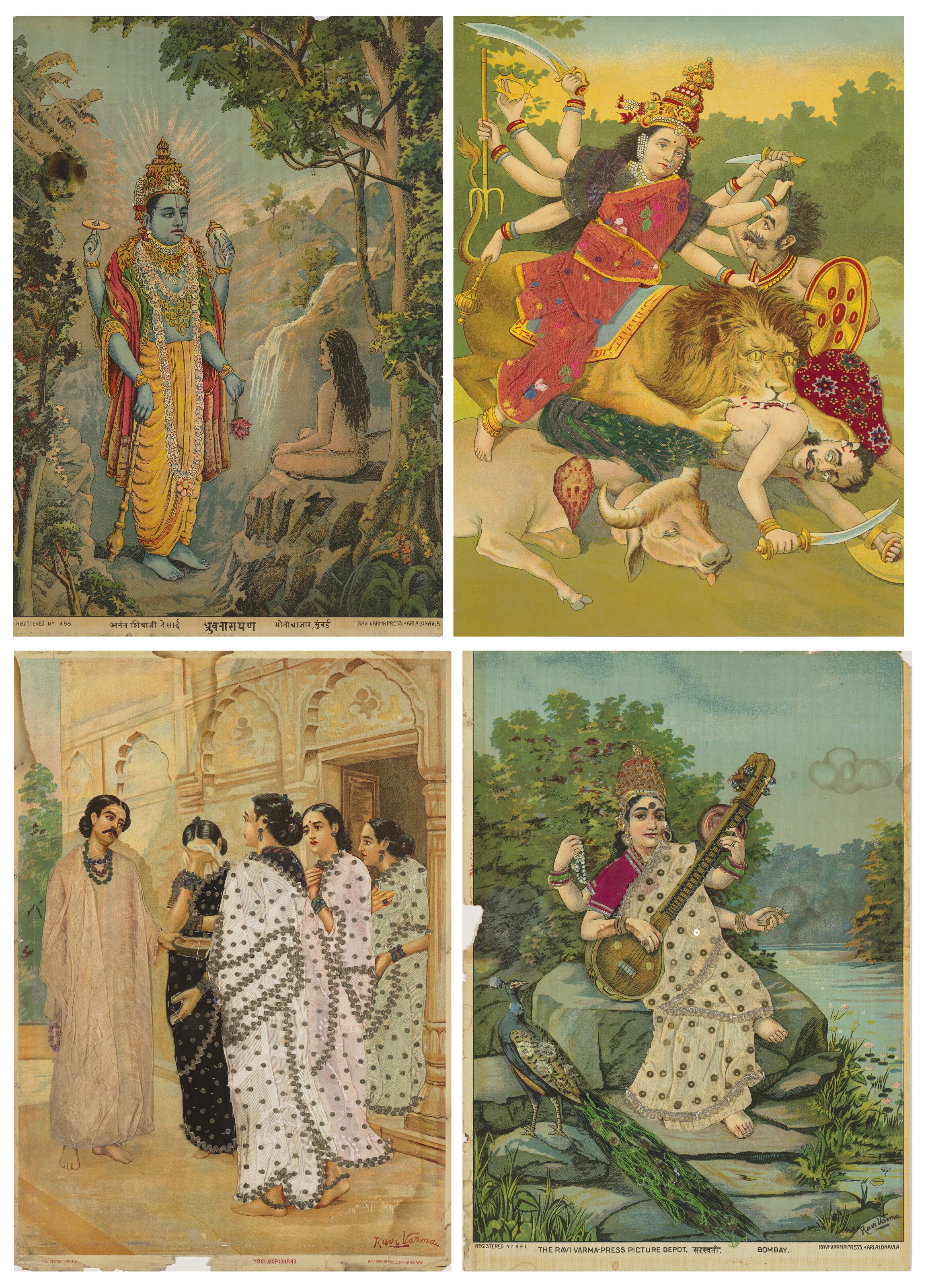 Raja Ravi Varma | A COLLECTION OF FOUR RAJA RAVI VARMA POSTERS (Early ...