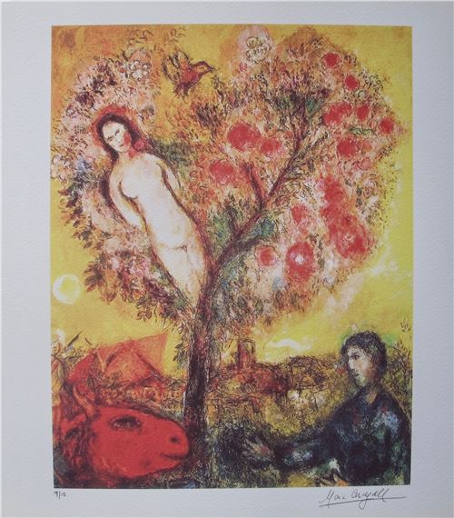 Marc Chagall | TREE OVER VILLAGE Limited Edition Facsimile Signed ...