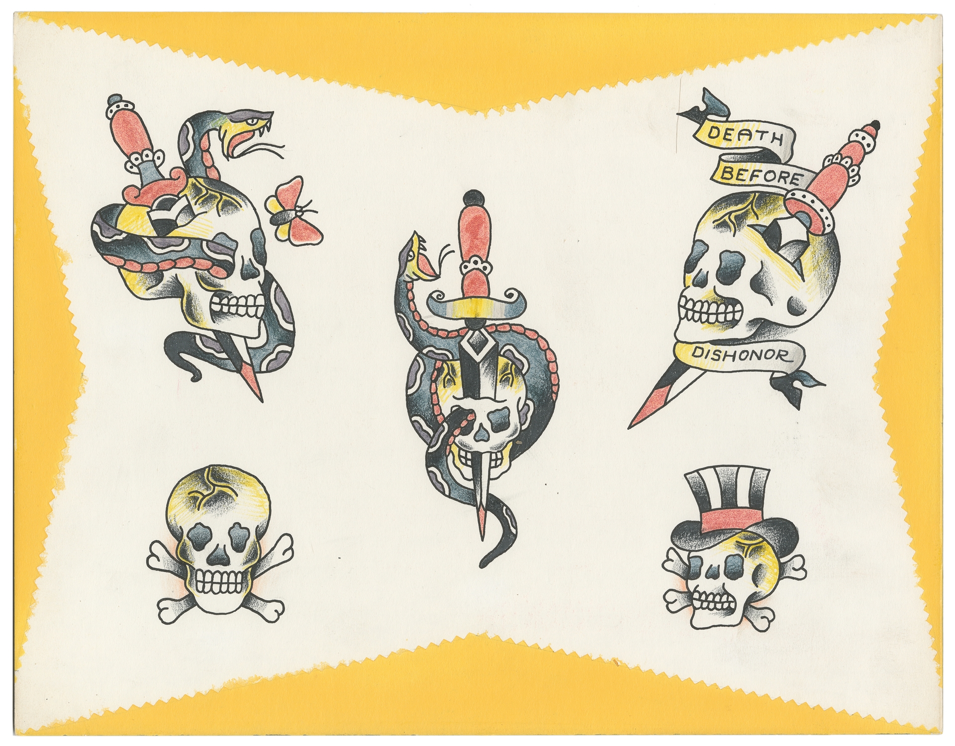 Paul Rogers | Five Skull Motif Flash Sheet (Mid 20th Century) | MutualArt
