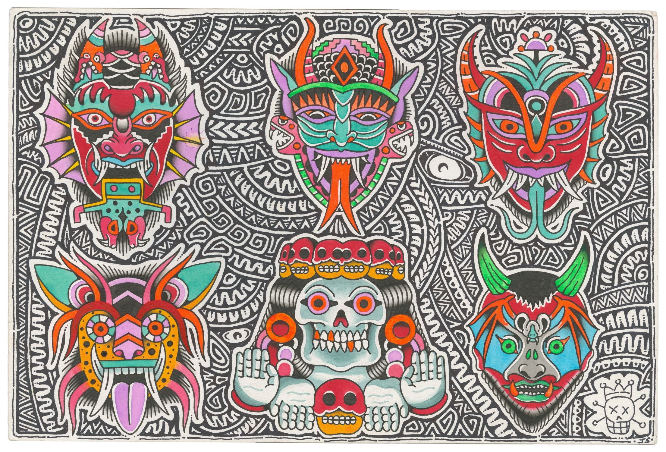 Jonathan Shaw | Drawing (masks | MutualArt