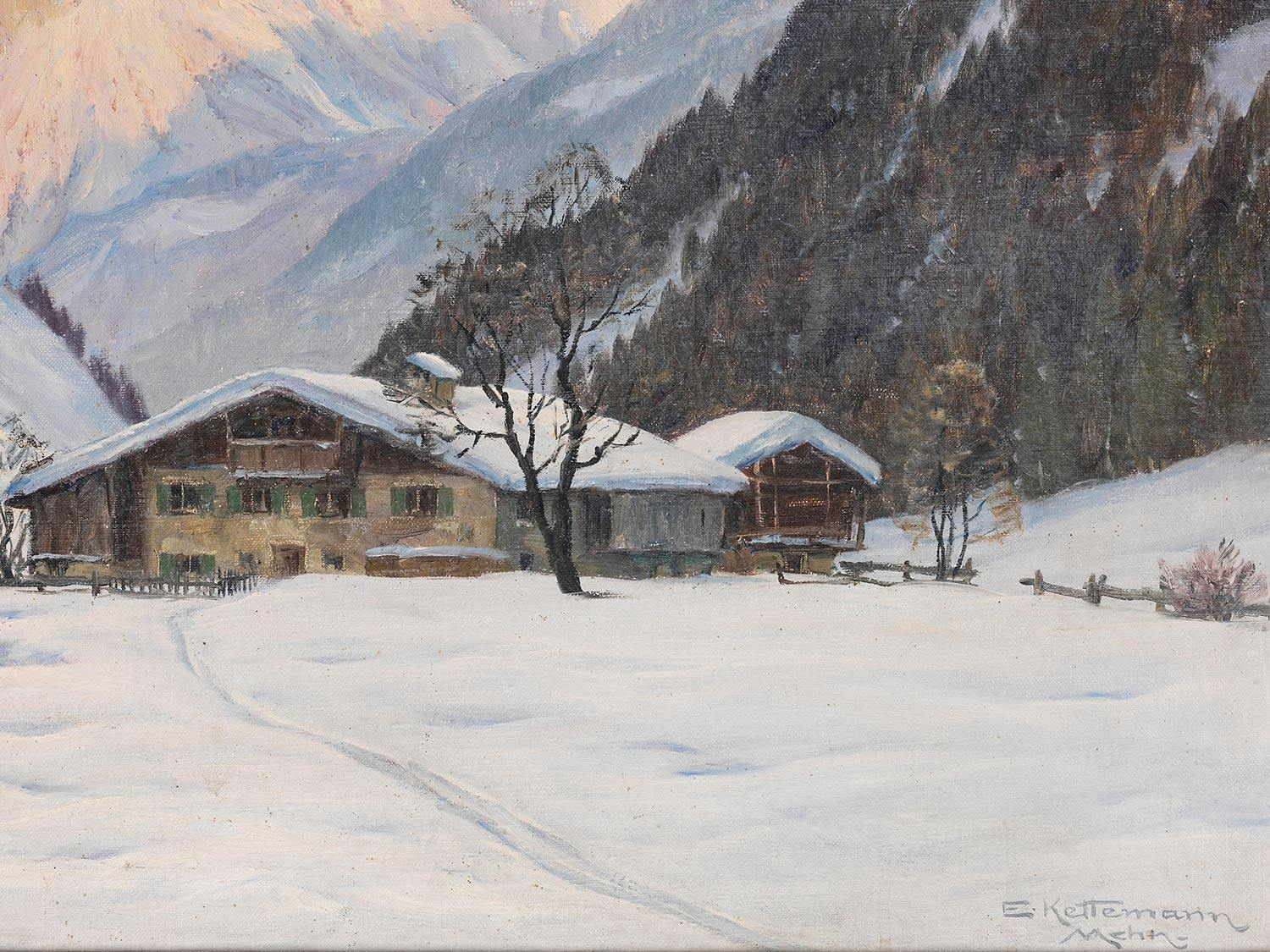 Erwin Kettemann | WINTERABEND IN DER RAMSAU BEI BERCHTESGADEN | MutualArt