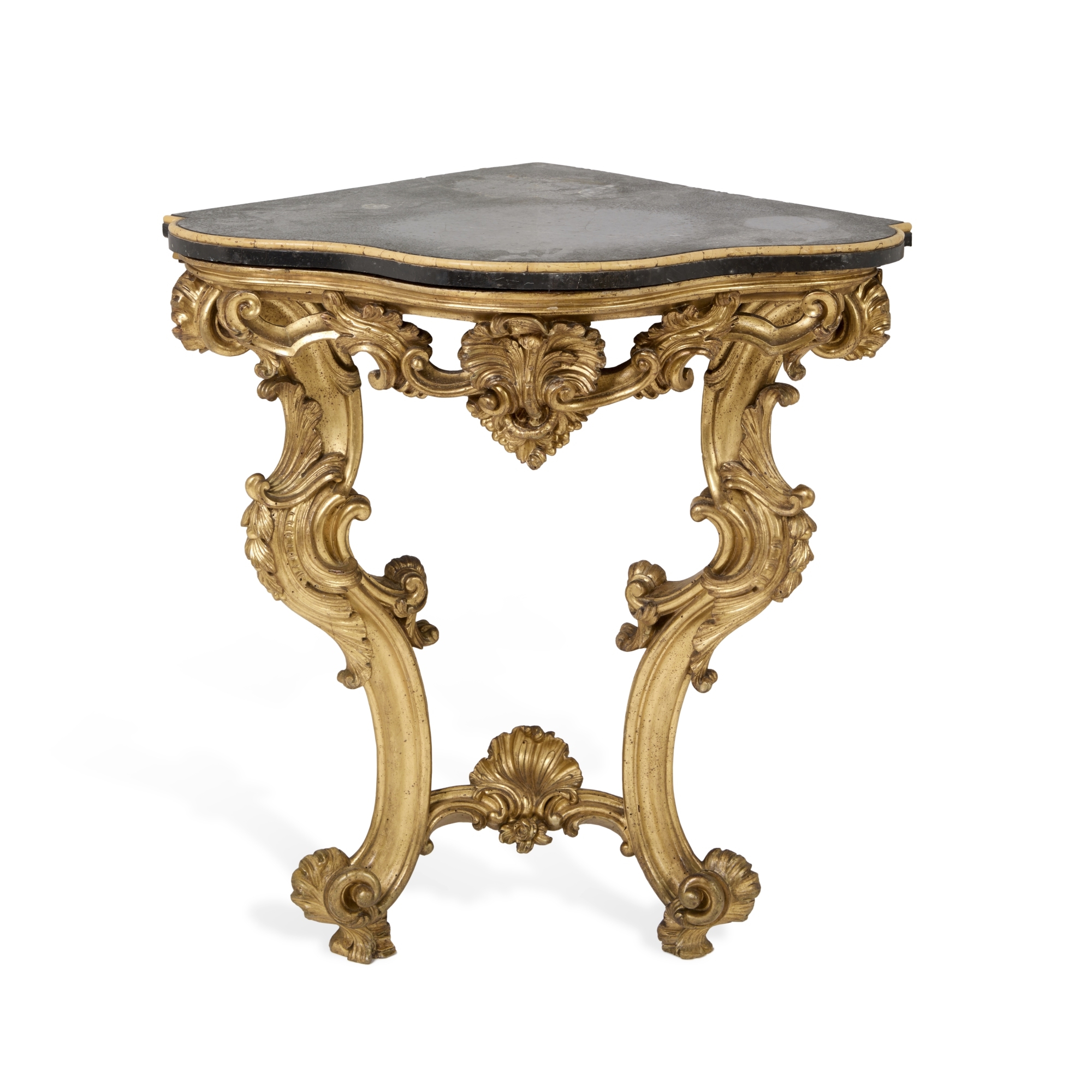 Roman School, 18th Century | A pair of Italian giltwood corner consoles ...
