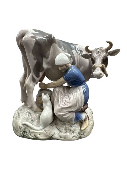Axel Locher | Bing & Grøndahl Porcelain Figurine of Milkmaid with Cow ...