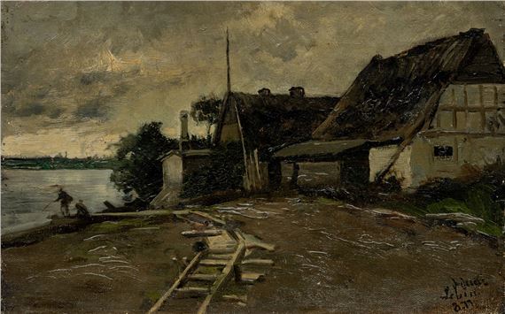 Julius Jacob the Younger | Boddenlandschaft mit kleiner Werft bei ...