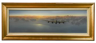 The flying Lancaster at sunrise