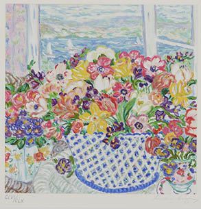 Leslie Sayour 「窓辺の花束」 額装 花 室内風景 版画 #265 Leslie Sayour - 50 Artworks for Sale & Sold