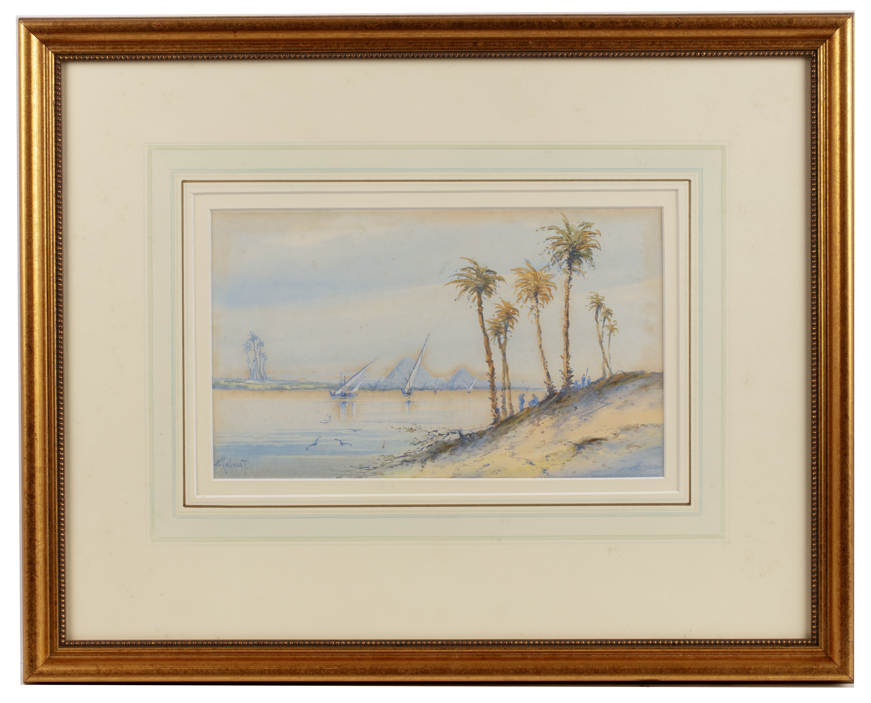 Alfred Calvert | Feluccas on the Nile, with distant view of the ...