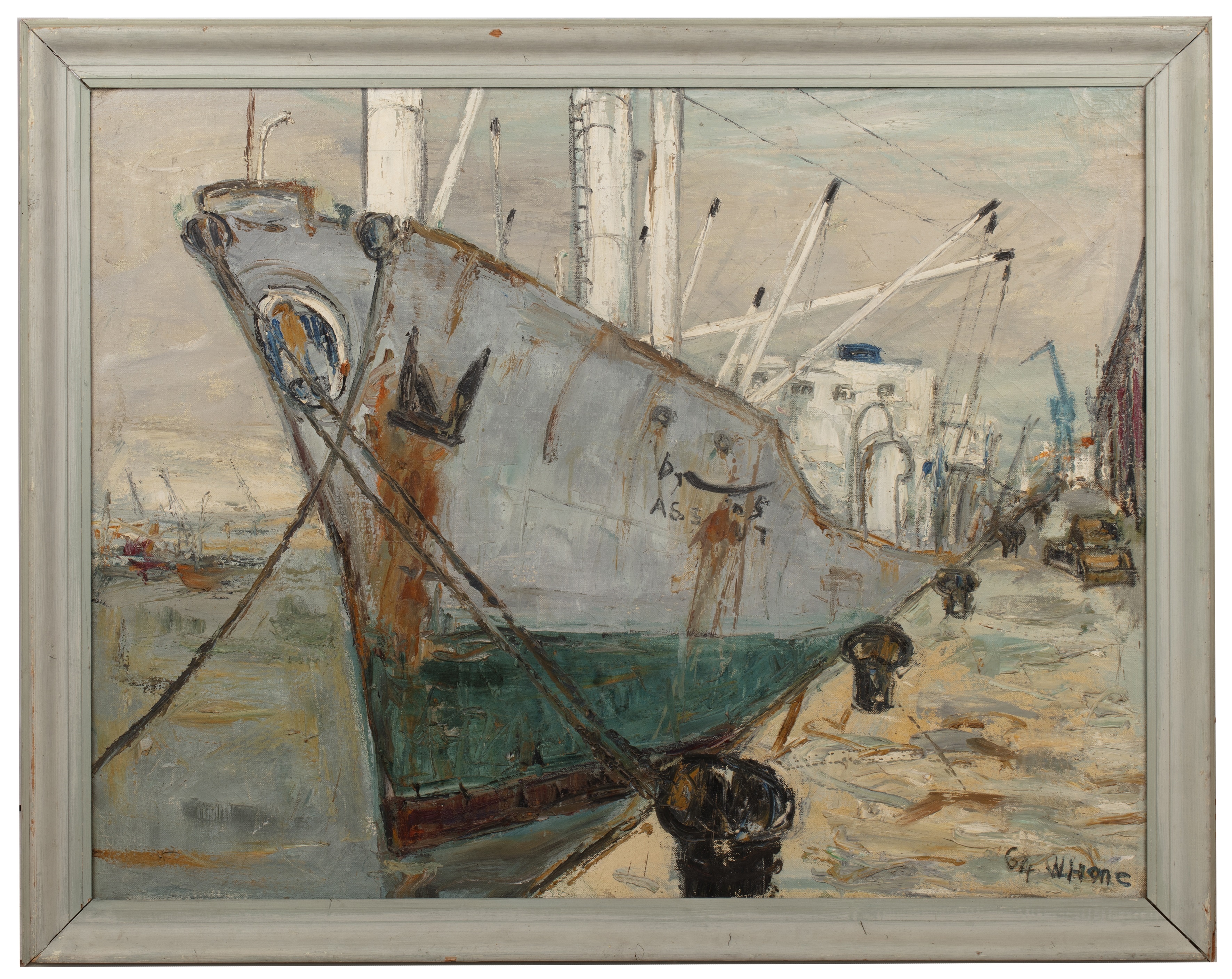 Herbert Bannister Whone | Moored sailing vessel (1964) | MutualArt