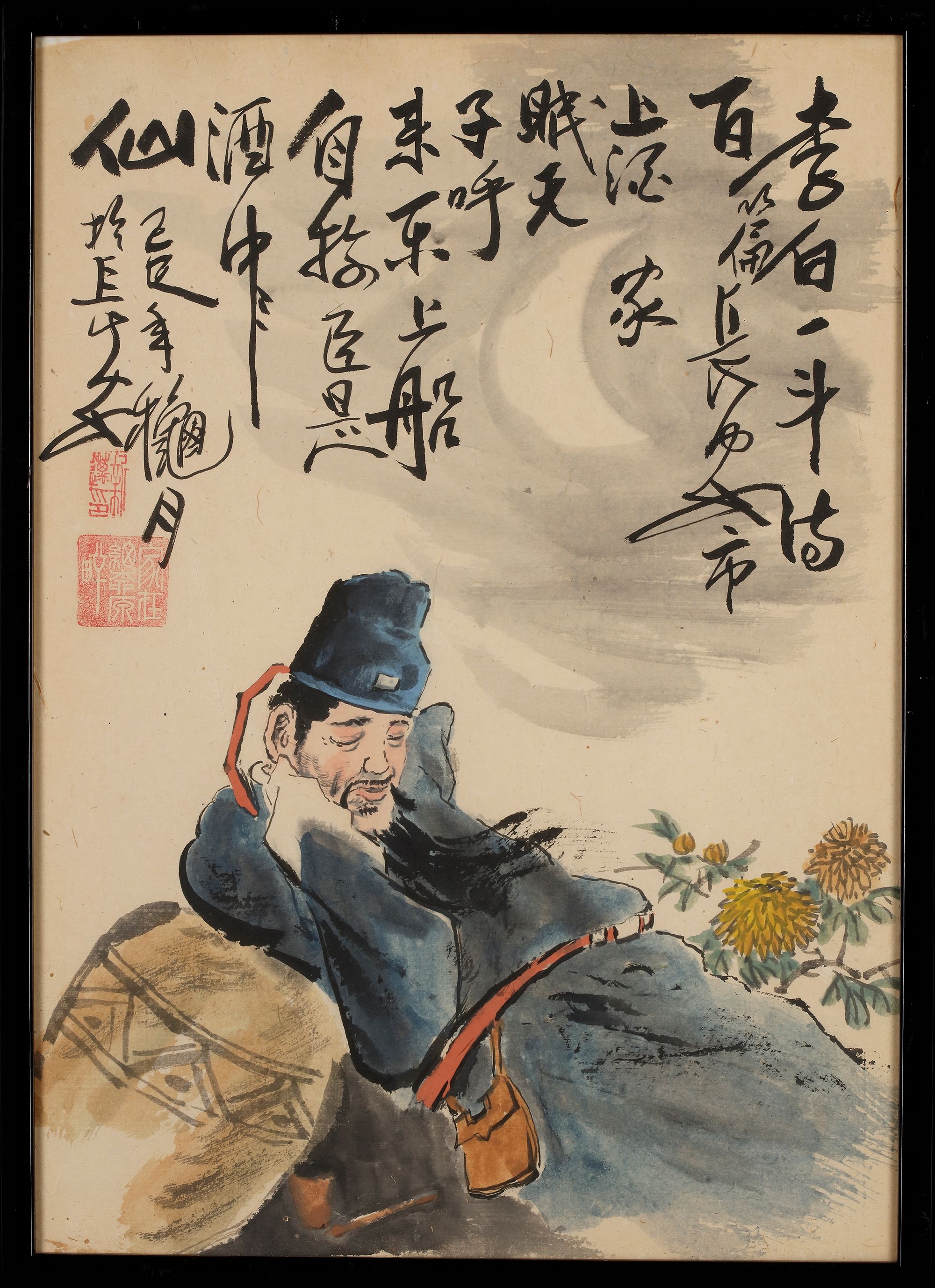 Artwork by Li Bai, A CHINESE PAINTING DEPICTING THE FAMOUS CHINESE POET 'LI BAI' (ALSO KNOWN AS LI PO), 19TH CENTURY, Made of Painting