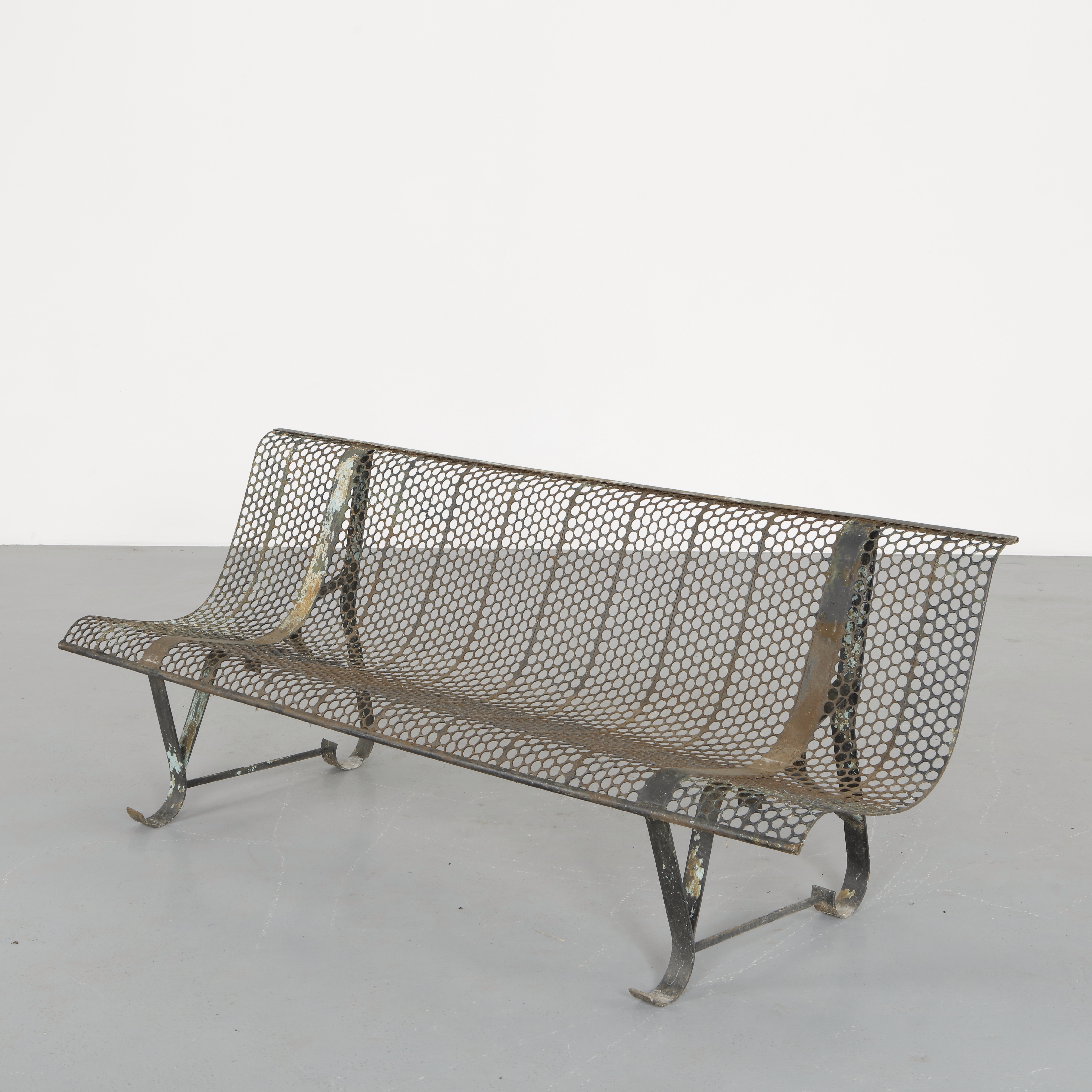 René Malaval | Perforated Metal Bench (1950s) | MutualArt
