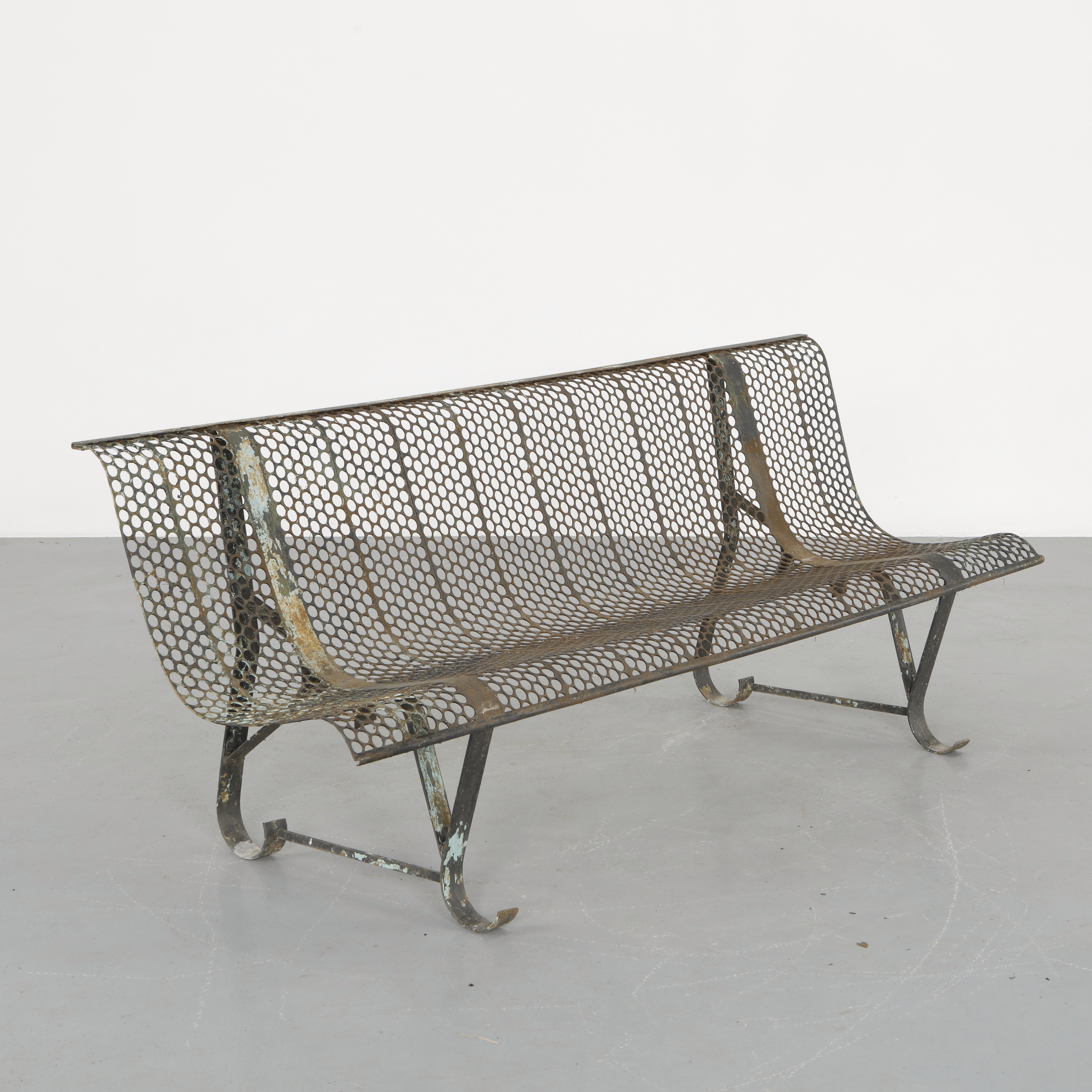 René Malaval | Perforated Metal Bench (1950s) | MutualArt