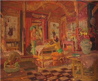 Interior Scene with Two Balinese Women