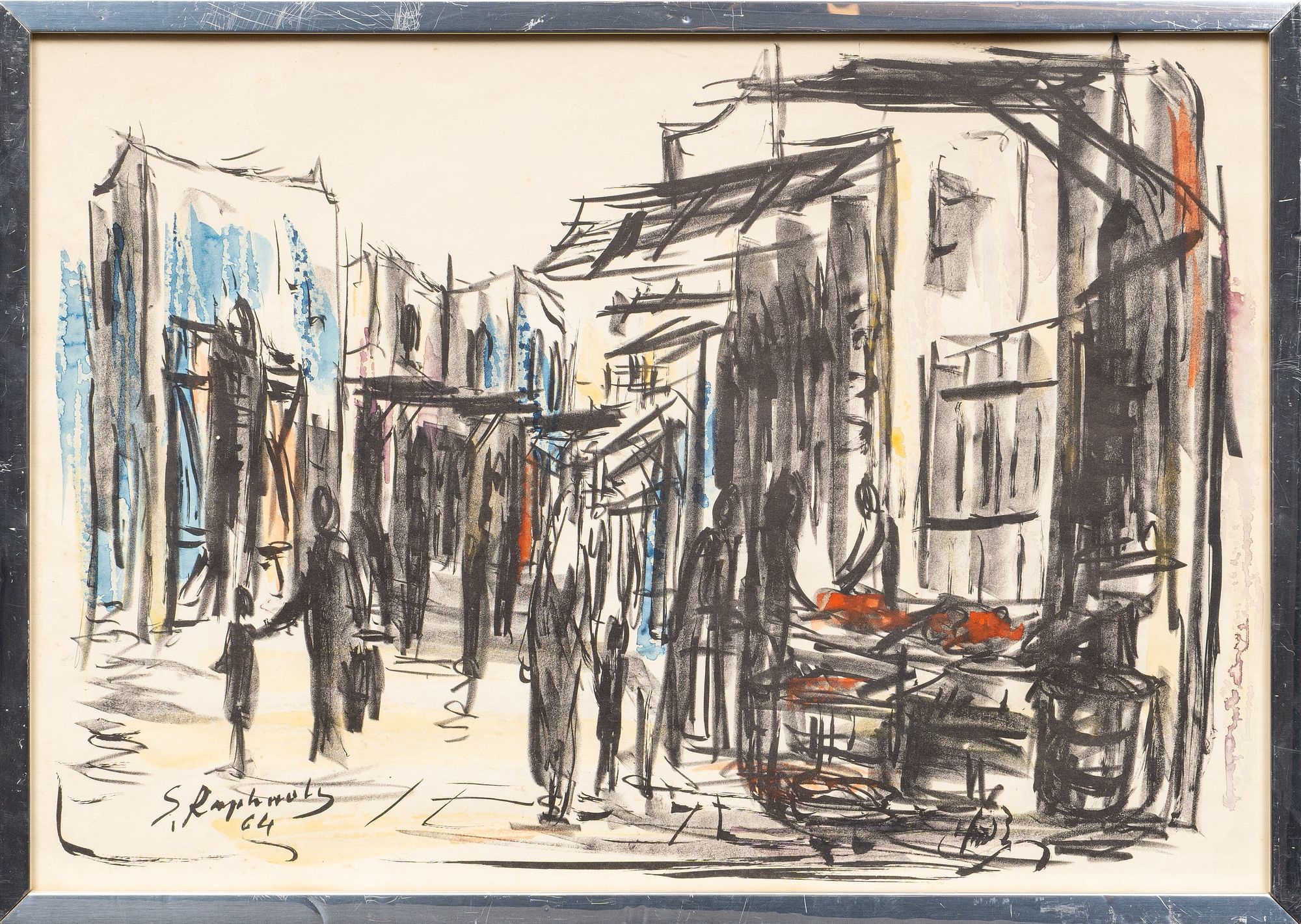 Zvi Raphaeli | City Street Scene (1964) | MutualArt