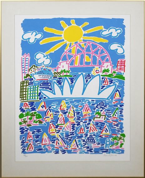 Ken Done | Sydney Harbour, Pink bridge | MutualArt