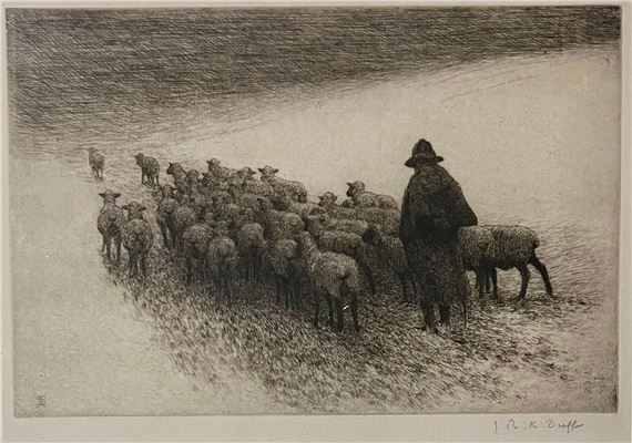 Shepherd with his sheep - John Robert Keitley Duff