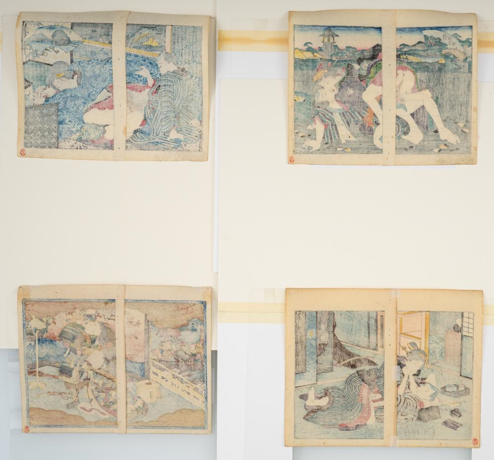 Utagawa Kunisada | Six shunga book pages (19) | MutualArt