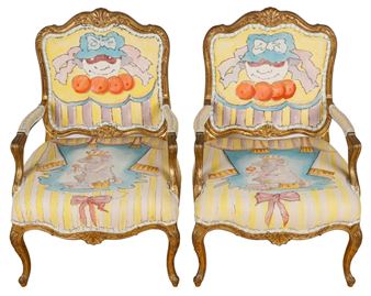 Pair Of Hand-Painted Chairs - Maurice Sendak