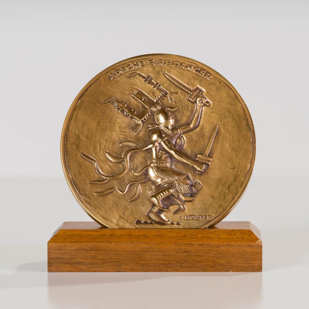 Allan Houser | Apache Buffalo Hunt / Apache Fire Dancer Medallion (2003 ...