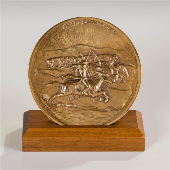 Allan Houser | Apache Buffalo Hunt / Apache Fire Dancer Medallion (2003 ...