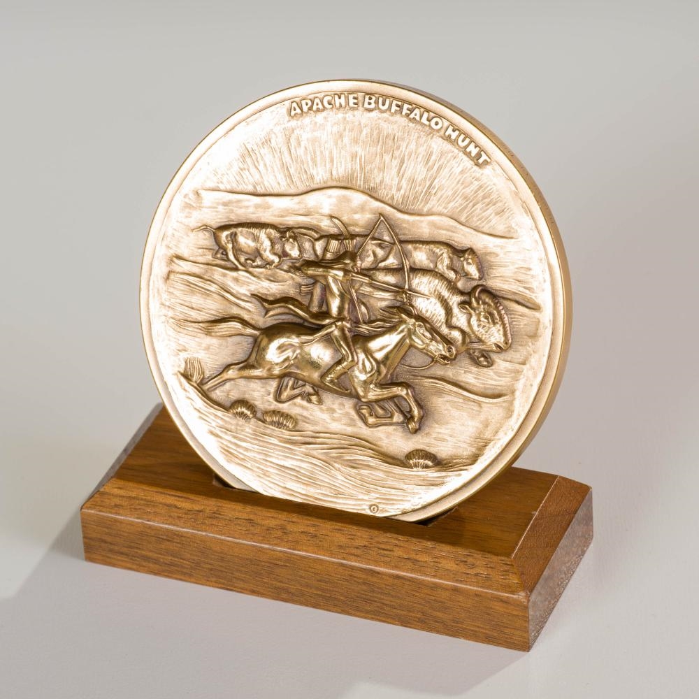 Allan Houser | Apache Buffalo Hunt / Apache Fire Dancer Medallion (2003 ...