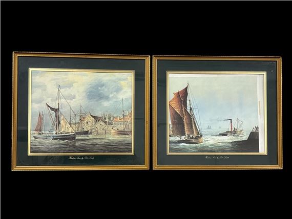 Nautical Prints depicting Moored Vessels and A Steam Tug at Work - Peter Leath