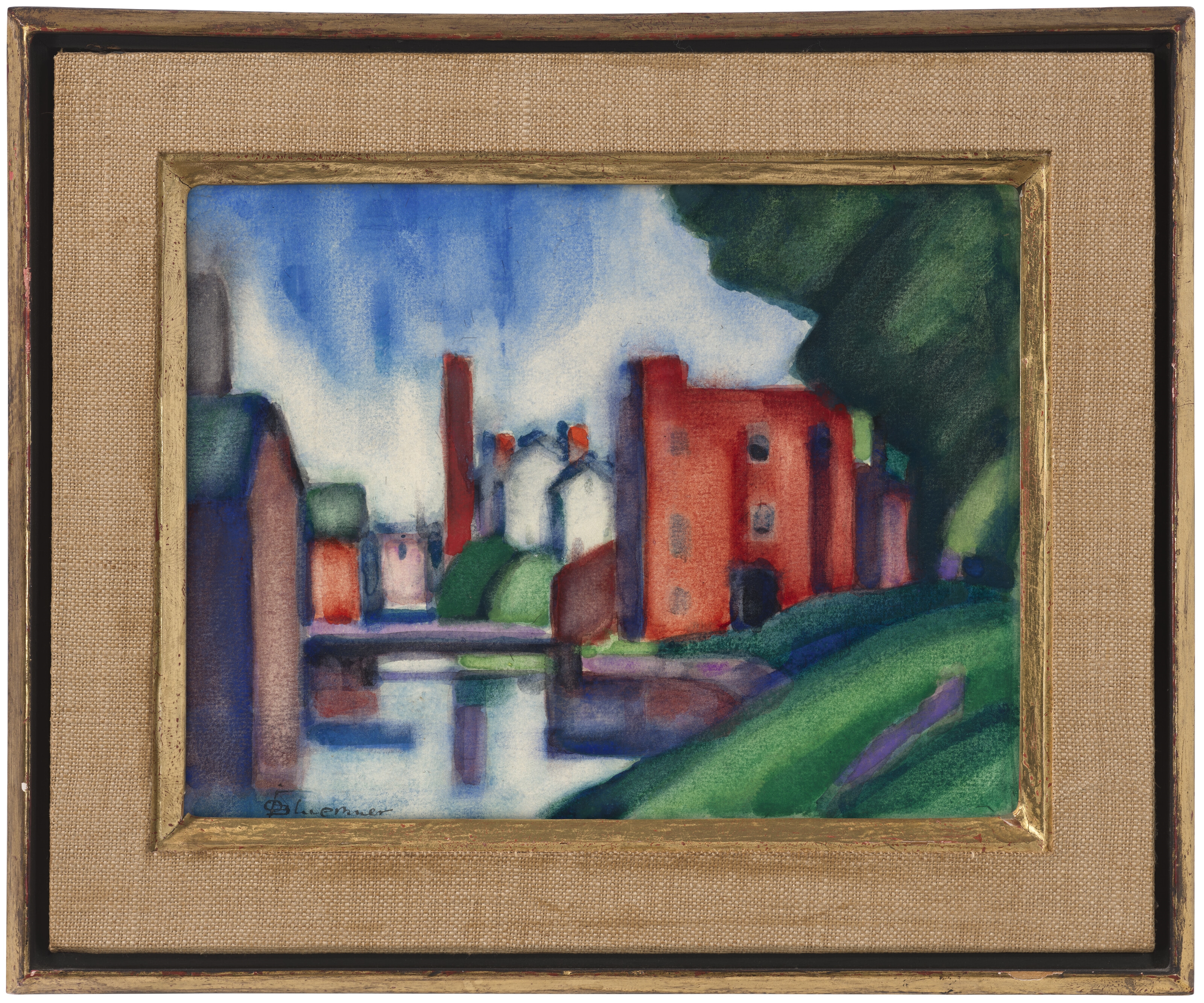 Oscar Bluemner | Building and Factories along a River | MutualArt