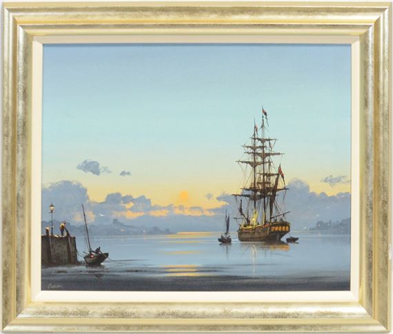 Les Spence Jason Ship At Anchor In A Harbour MutualArt