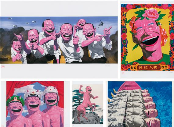 Fighting; Remarkable People; Armed Forces; Pine Tree; & Red Boat (from “Snatched Ecstasy - Yue Minjun