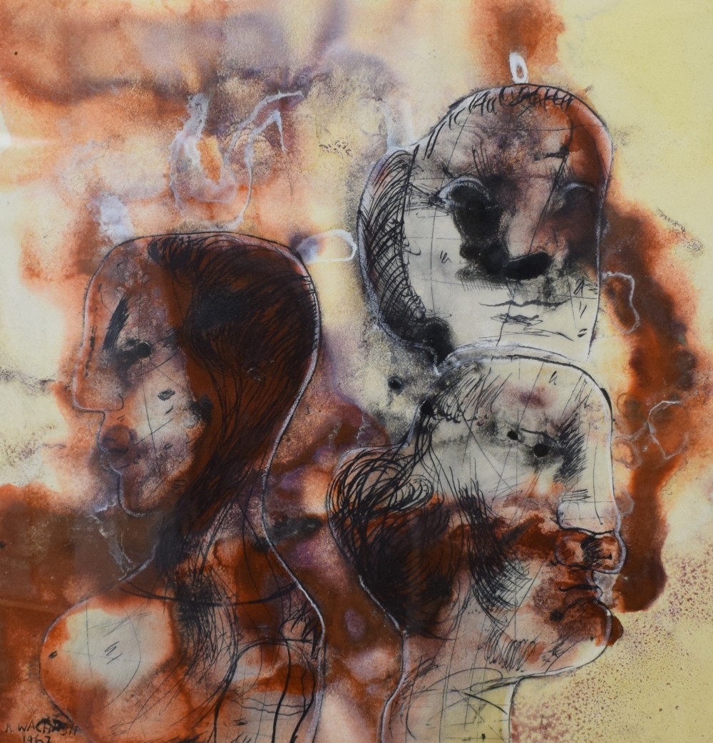 Rafael Wachash | Mixed media, a portrait study capturing three heads in ...