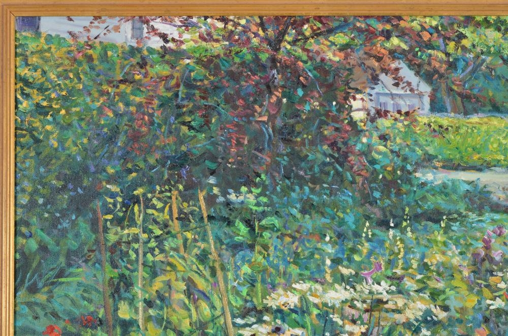 Max Moran | Colorful impressionist garden landscape (1986) | MutualArt