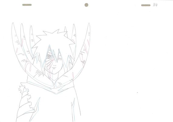 Original animation drawing of Obito by Masashi Kishimoto