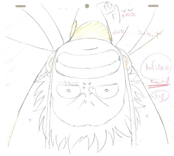 Oda Eiichiro | Original animation drawing of Luffy, head upside down ...