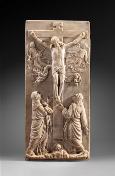 Italian School, 18th Century | Christ on the cross between two angels ...