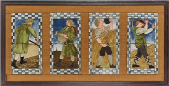 FOUR 'LABOURS OF THE MONTHS' TILE PANELS