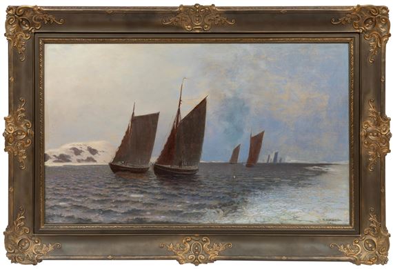 Bror Anders Wikstrom | Sailboats at Sea (1901) | MutualArt