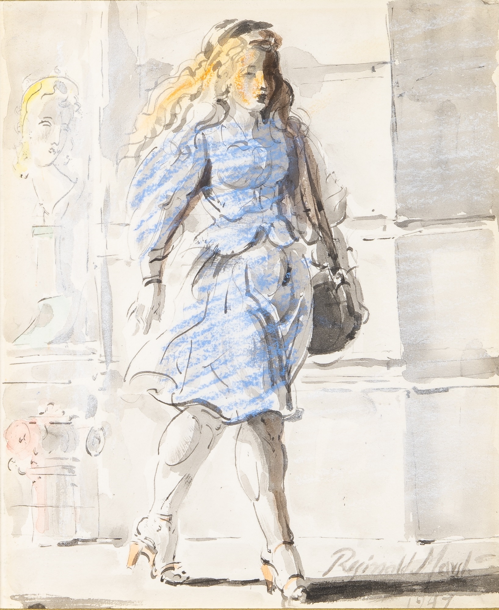 Reginald Marsh | Blue Dress (1947) | MutualArt