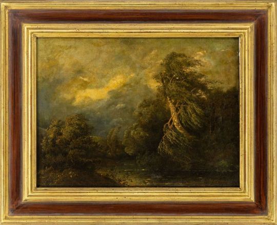 François Diday | Tree-lined river landscape with approaching storm ...