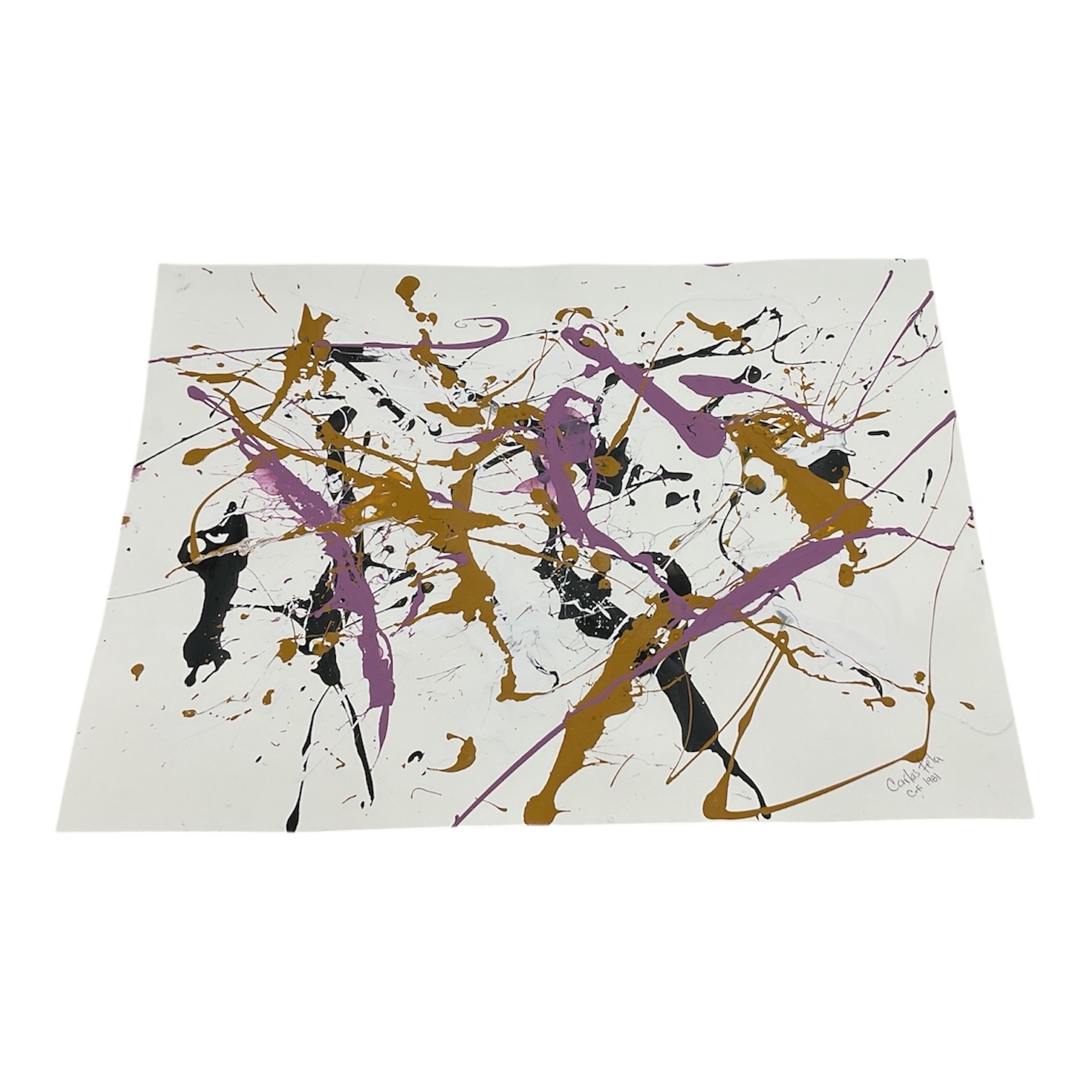 Carlos Felix | Abstract Ink and Color Composition (1981) | MutualArt