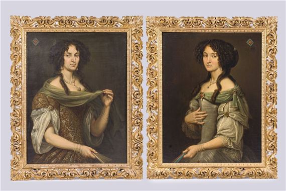 Portraits of Noble Ladies with Fans, Hortense and Marine Macini - Jacob Ferdinand Voet