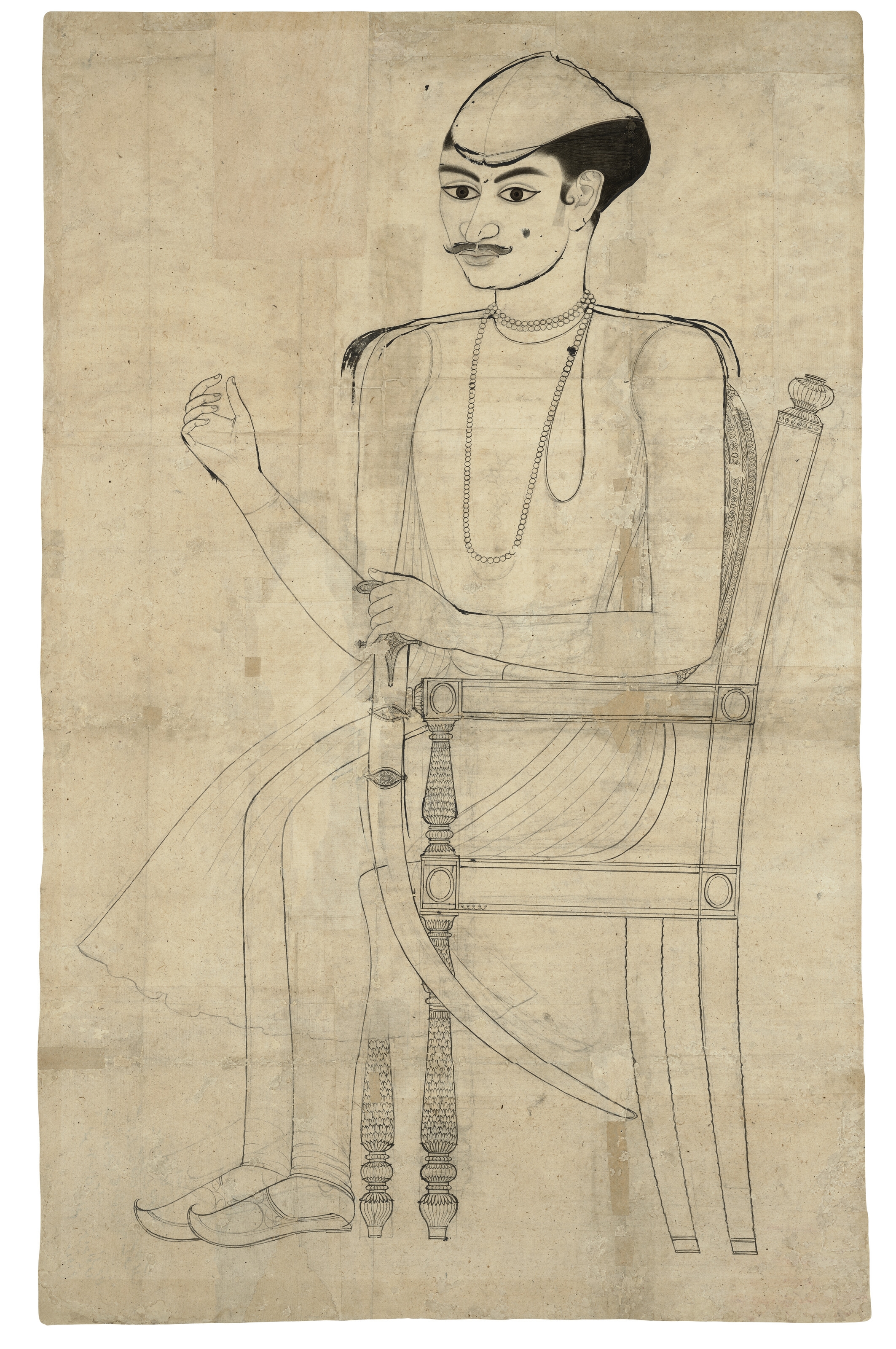 Indian School, 19th Century | A LARGE PORTRAIT OF GHULAM RASUL KHAN ...