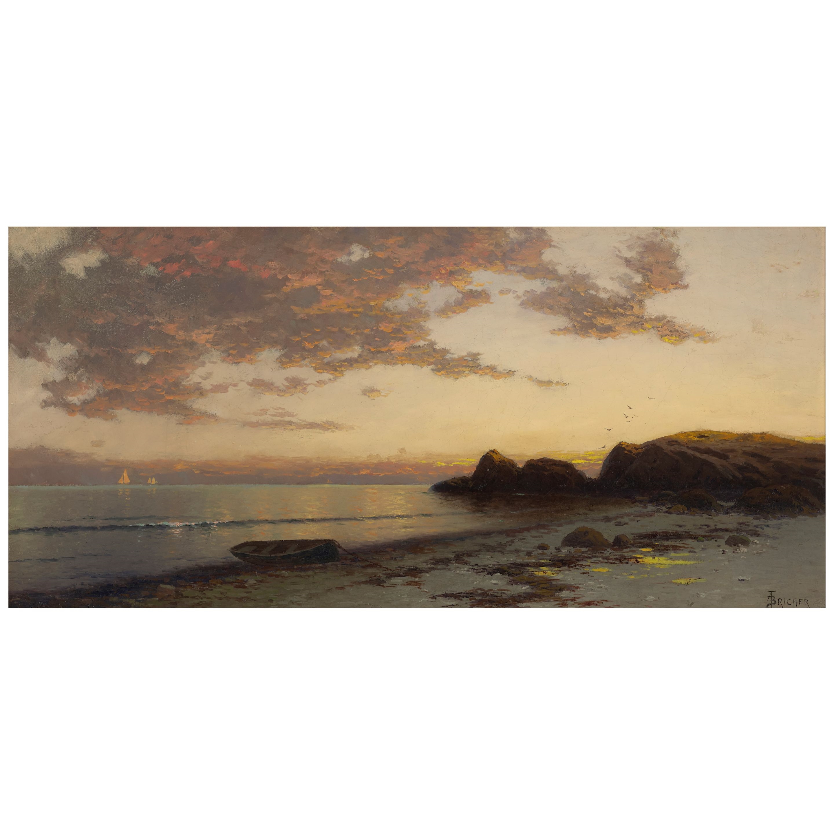Artwork by Alfred Thompson Bricher, Sundown, Sakonnet, Made of oil on canvas