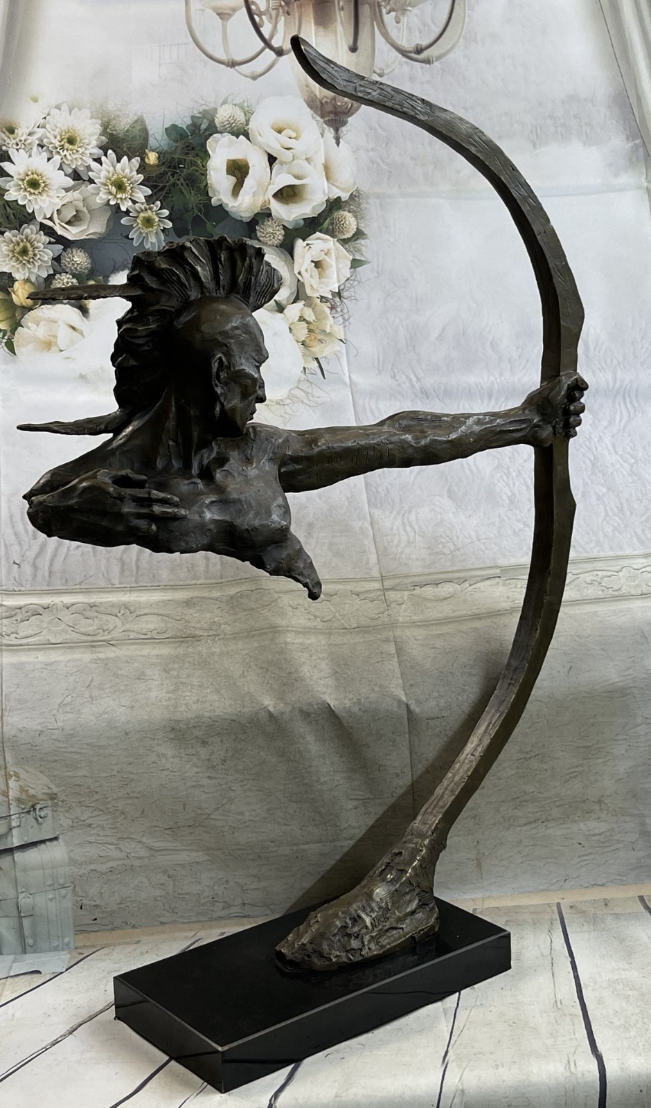 Mario Nick | Native American Indian Mohawk Archer Pulling Bow Bronze ...