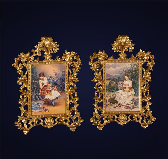Retratos de damas en jardines franceses - Raimundo de Madrazo y Garreta
