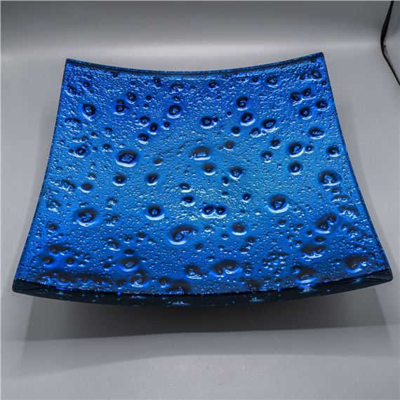 Geoff and Patricia Caplette | Blue Square Art Glass Platter Bowl ...