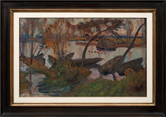 Boote auf der Wümme - Überschwemmung - Otto Modersohn