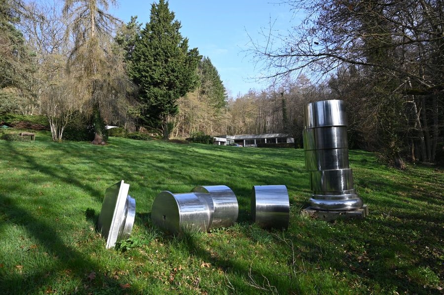 Anne & Patrick Poirier | Large antique-style column Cast aluminum ...