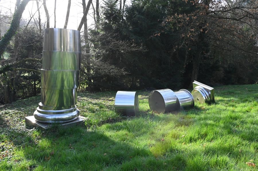 Anne & Patrick Poirier | Large antique-style column Cast aluminum ...